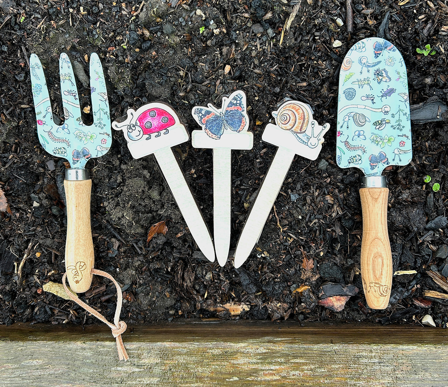 Children's Garden Tool Bag, Hand Tools and Plant Markers Gift Set